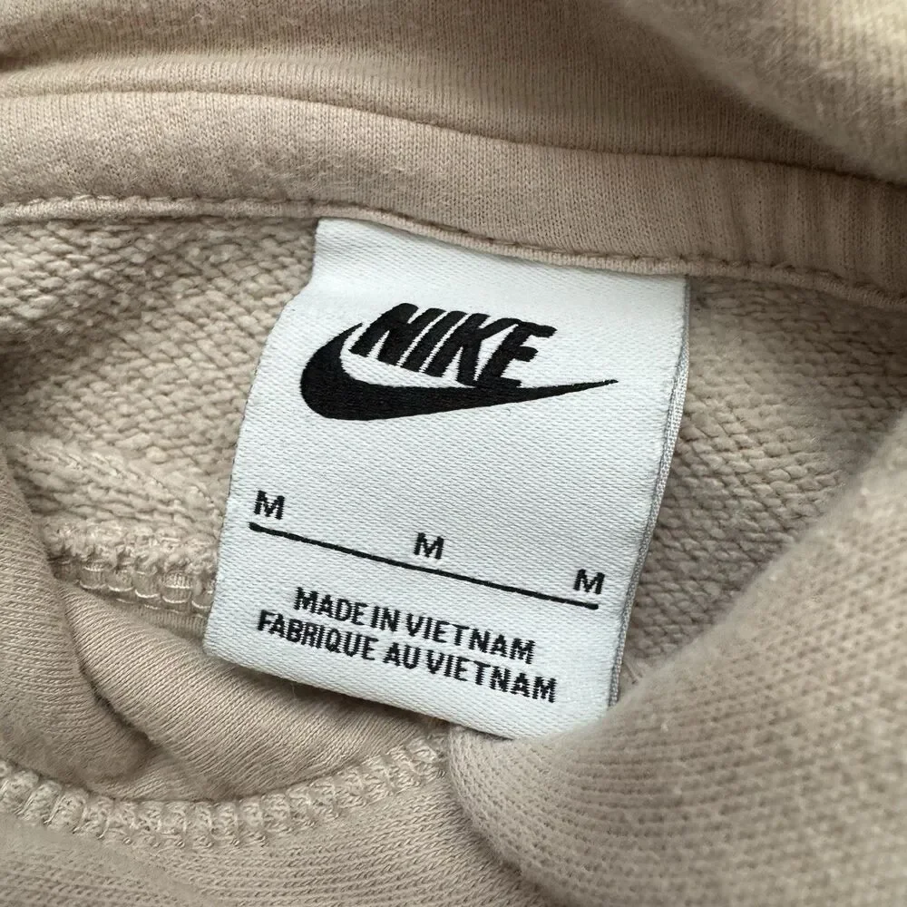 Nike Hoodie Womens Medium Beige Sportswear Club Fleece Pullover Sweatshirt Train